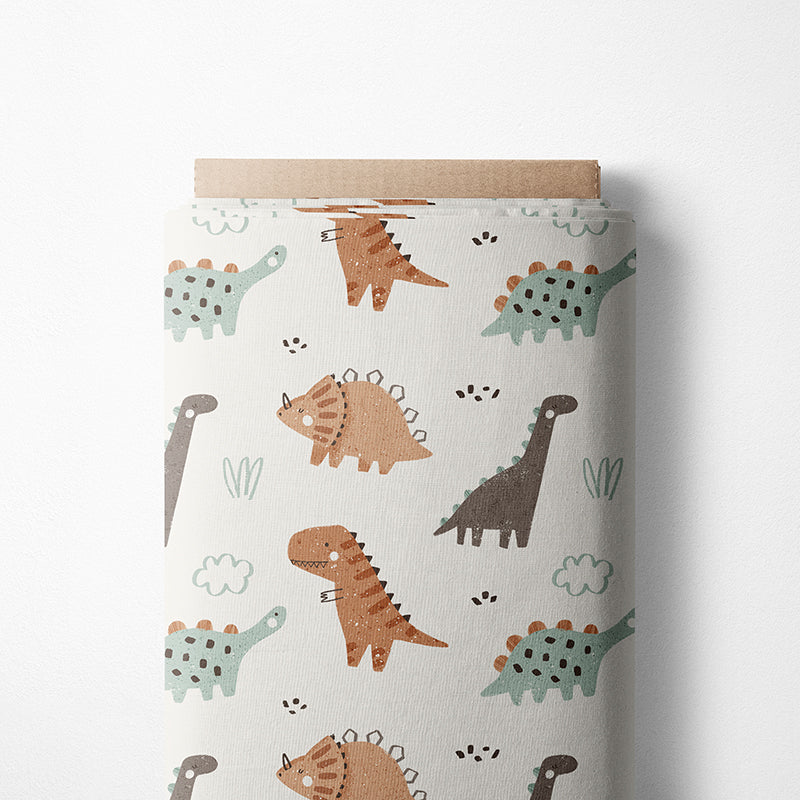 0.5m BIO French Terry Dinosaurs ecru