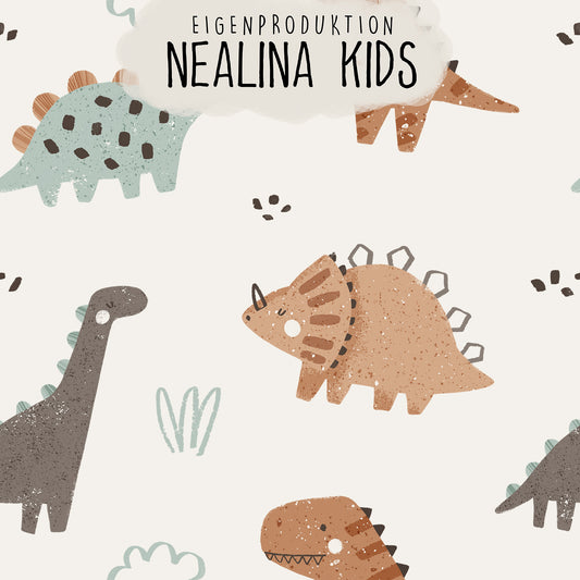 0.5m BIO Ribjersey Dinosaurs ecru