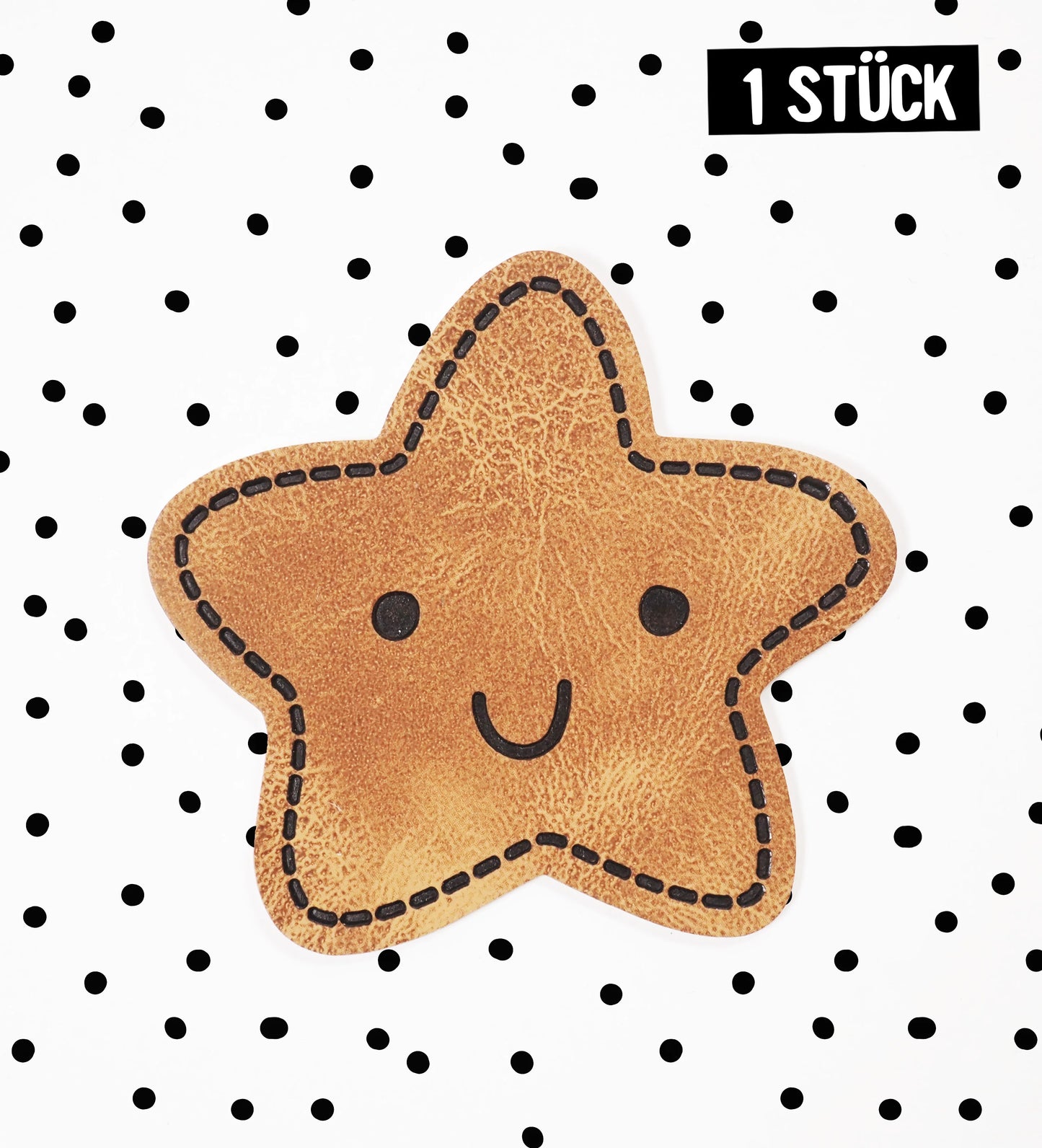Kunstlederlabel Stern *IRON ON* | 1 Stück