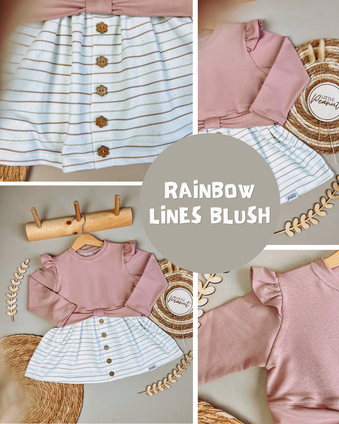 0.5m BIO French Terry Rainbow Lines blush *VORBESTELLUNG*