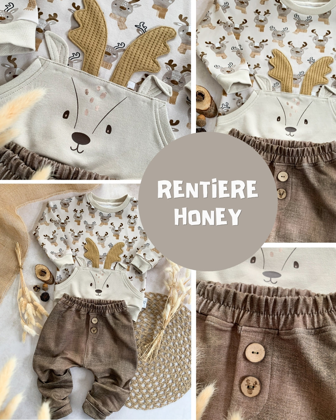 0.5m BIO Ribjersey Rentiere honey