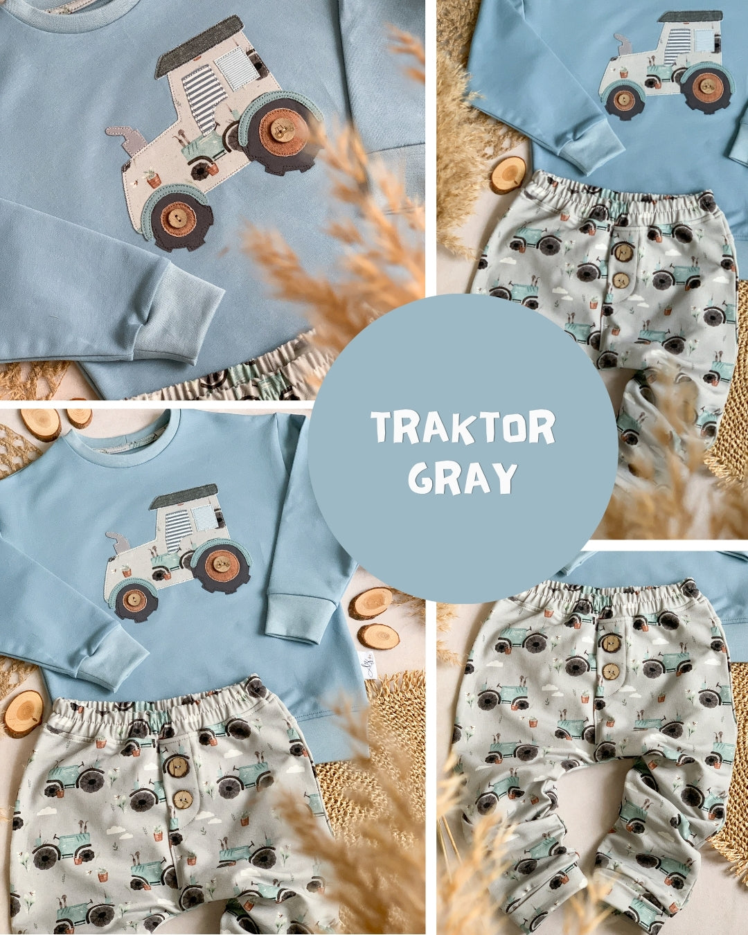 0.5m BIO French Terry Traktor gray *STOFFÜBERSICHT*