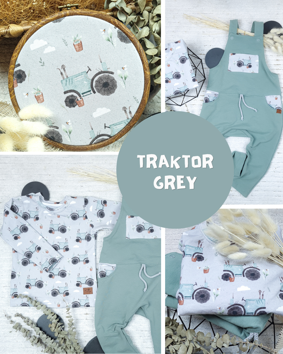 0.5m BIO French Terry Traktor gray *STOFFÜBERSICHT*