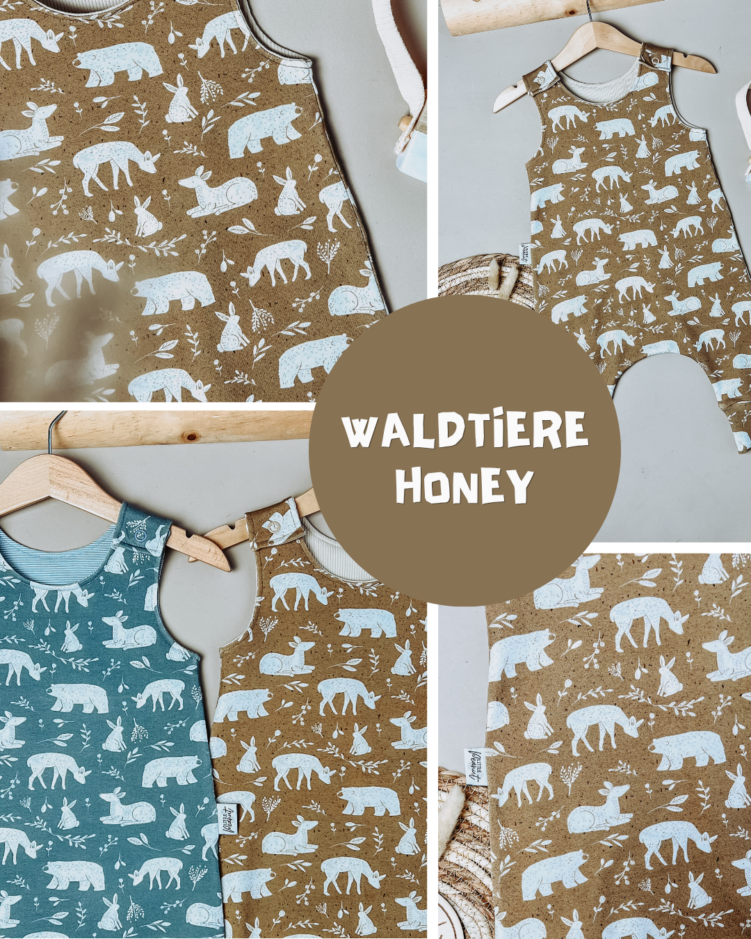 0.5m BIO French Terry Waldtiere honey *STOFFÜBERSICHT*
