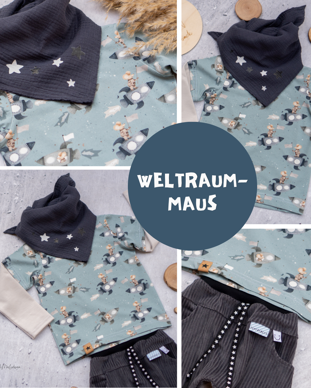 0.5m BIO French Terry Weltraum-Maus *VORBESTELLUNG*