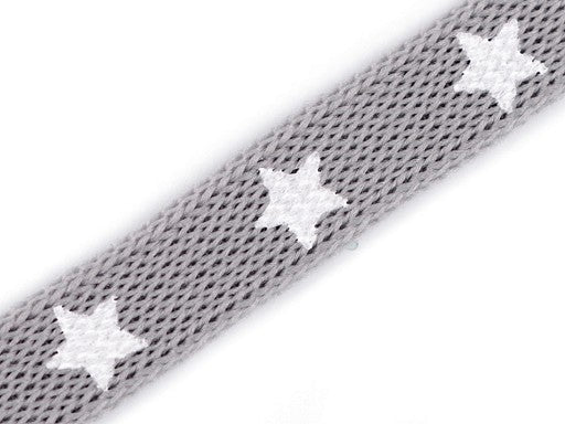 1m Kordel mit Sterne grau | 10mm breit