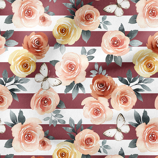 0.5m BIO French Terry Rose Garden red stripes *VORBESTELLUNG*