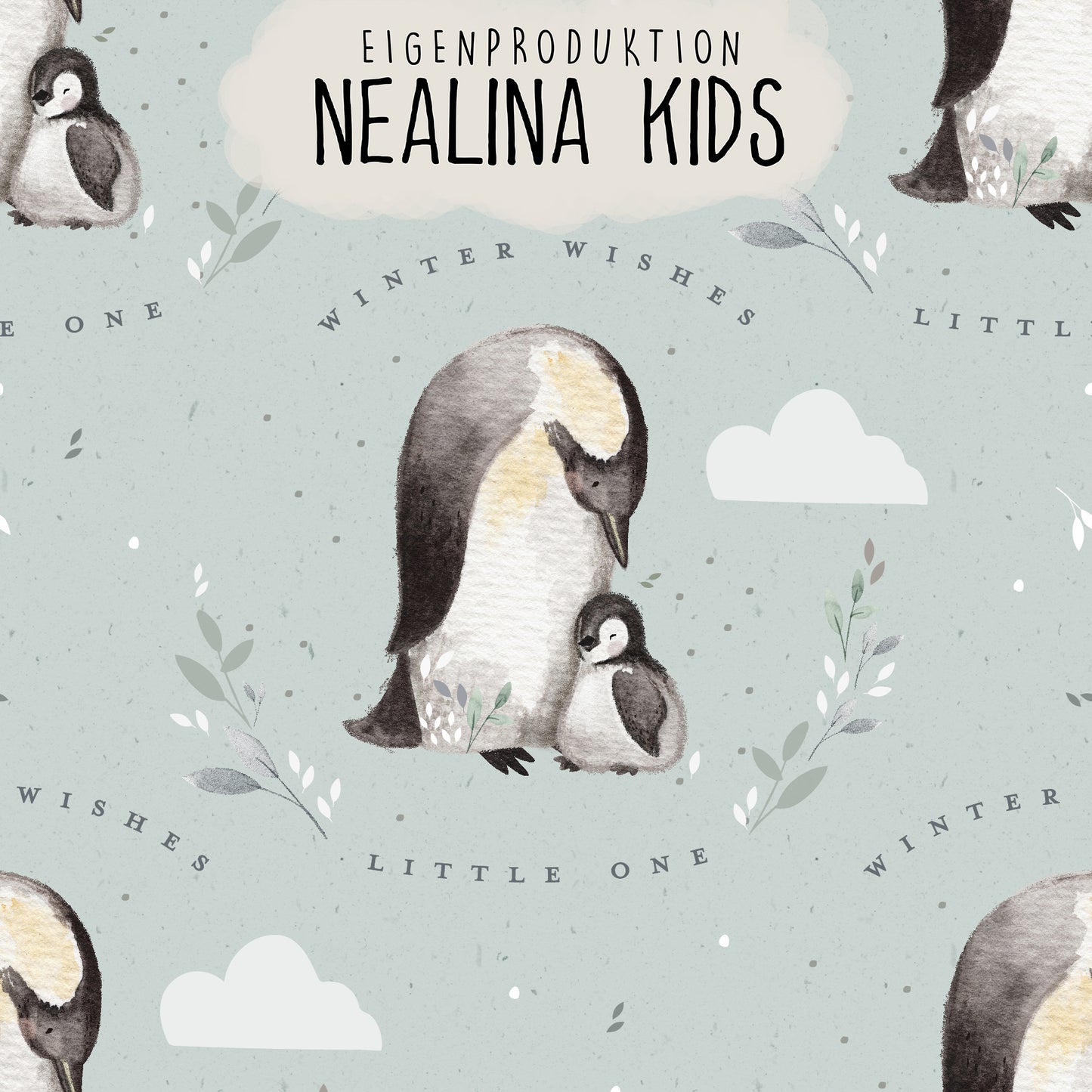 0.5m BIO French Terry Pinguin Mama chalk *VORBESTELLUNG*