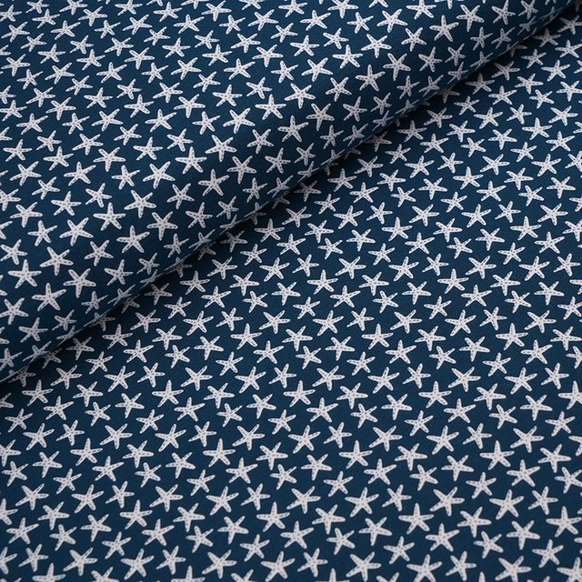 RESTSTÜCK 135cm Biojersey Starfish blau