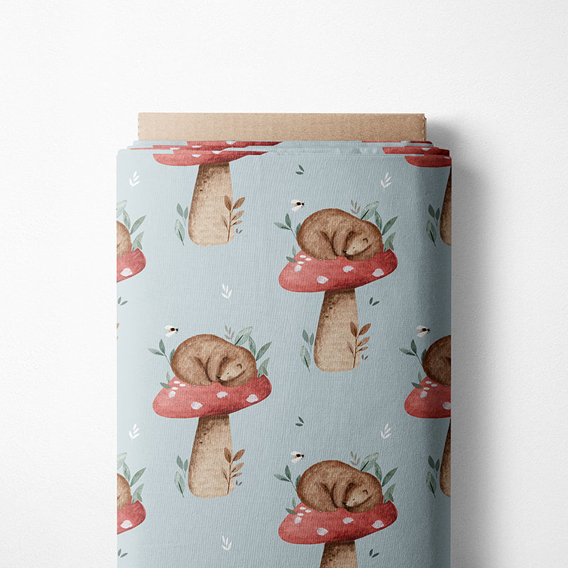 0.5m BIO French Terry Beary Mushroom sky *VORBESTELLUNG*