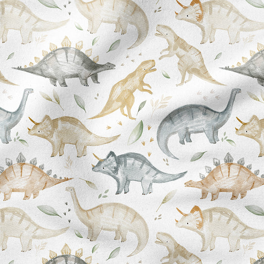 0.5m BIO French Terry Dino Tracks white *VORBESTELLUNG*