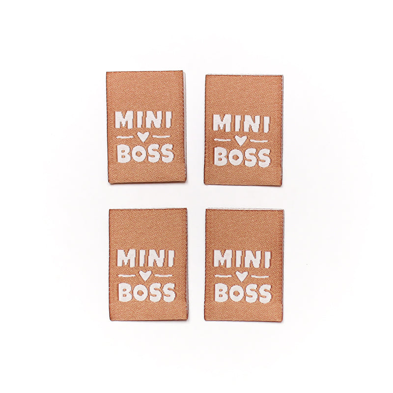 Weblabel Mini Boss hellbraun-weiß | 4er Pack