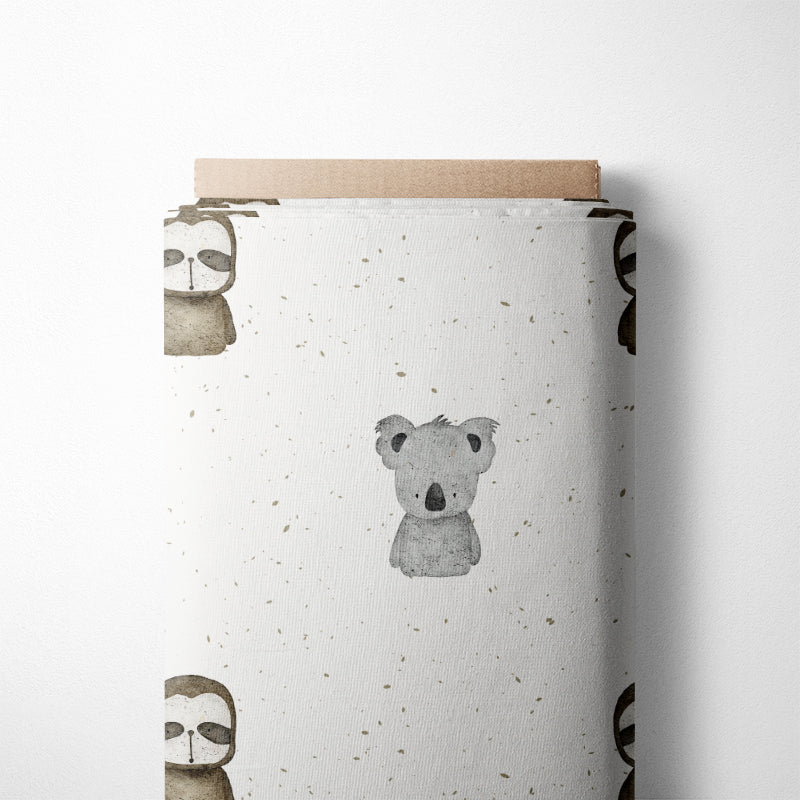 0.5m BIO French Terry Safari Koala und Faultier offwhite *VORBESTELLUNG*