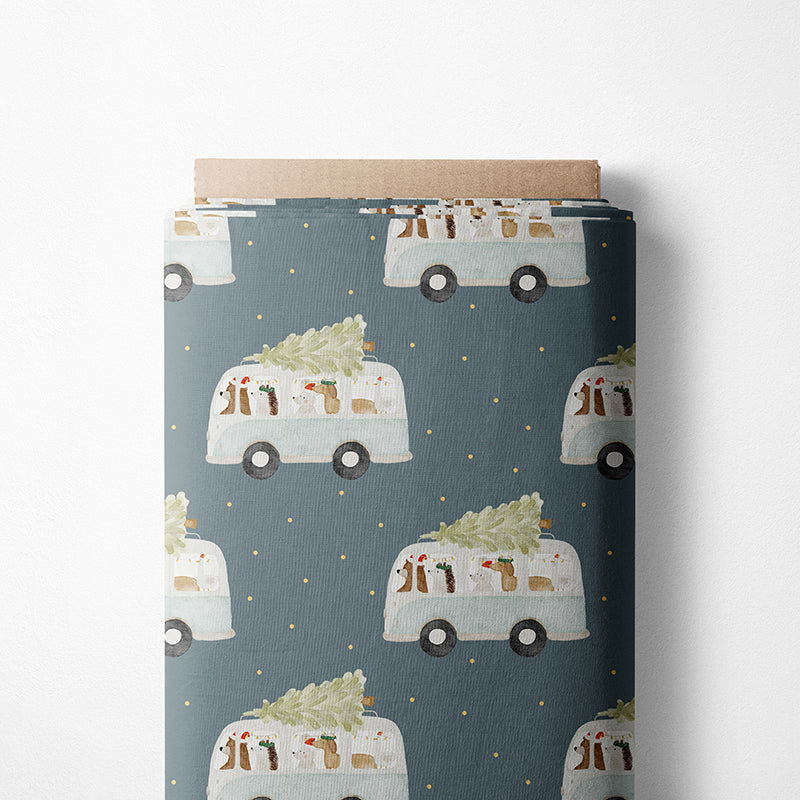 RESTSTÜCK 105cm BIO French Terry Weihnachtsbus