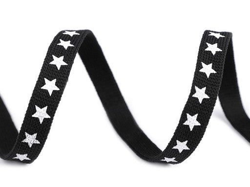 1m Kordel mit Sterne schwarz | 10mm breit