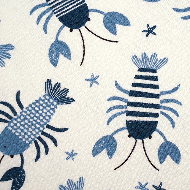 RESTSTÜCK 100cm Biojersey Lobster blau