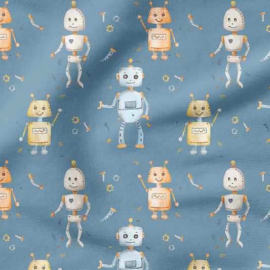 0.5m BIO French Terry Roboter blau *VORBESTELLUNG*
