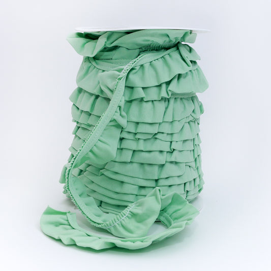 1m Jersey Volantrüschen jade (30mm breit)
