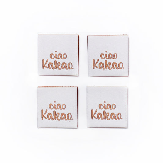 Weblabel Ciao Kakao hellbraun-weiß | 4er Pack