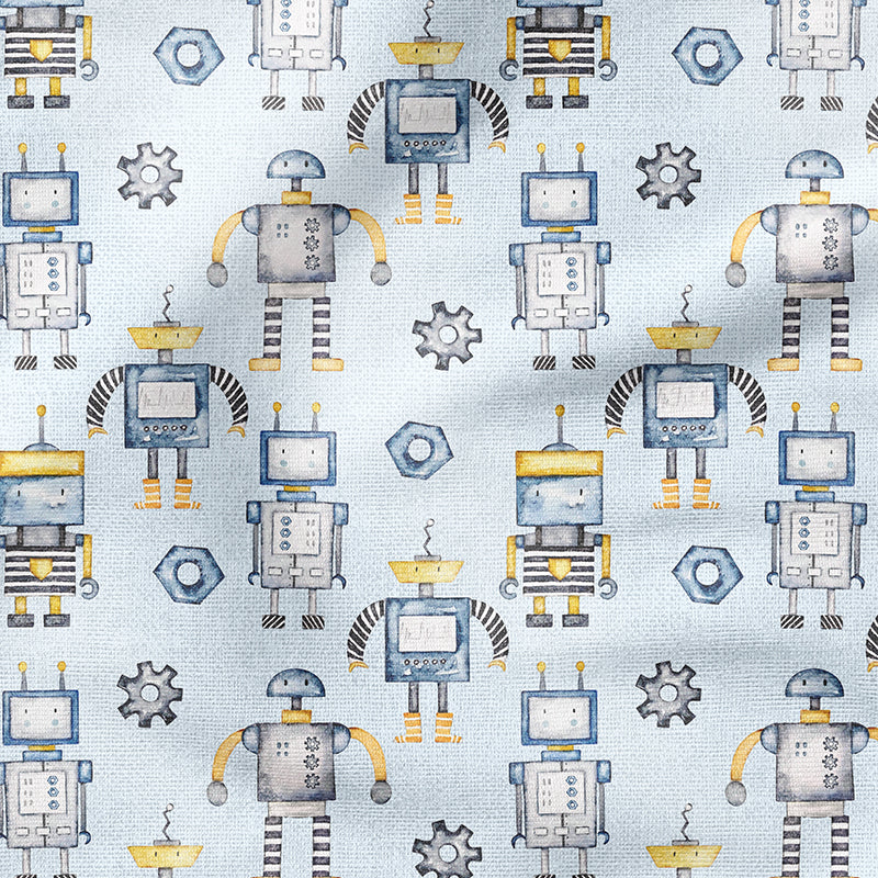 0.5m BIO French Terry Robots sky *VORBESTELLUNG*