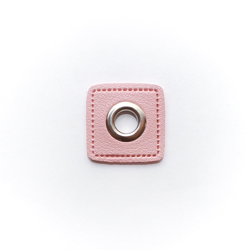 Kunstleder-Öse Patch rosa-silber 8mm