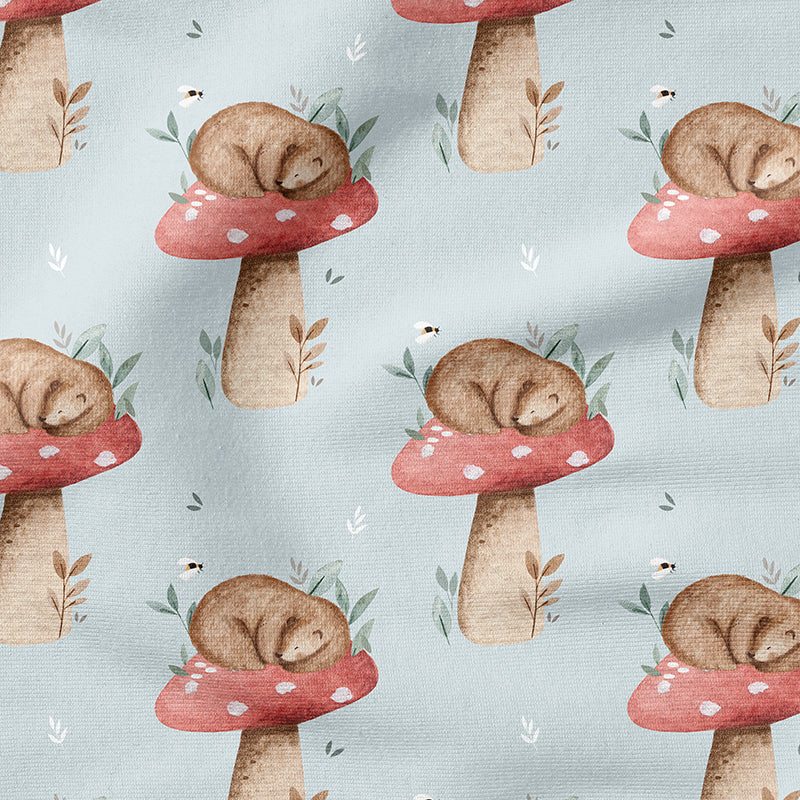 0.5m BIO French Terry Beary Mushroom sky *VORBESTELLUNG*